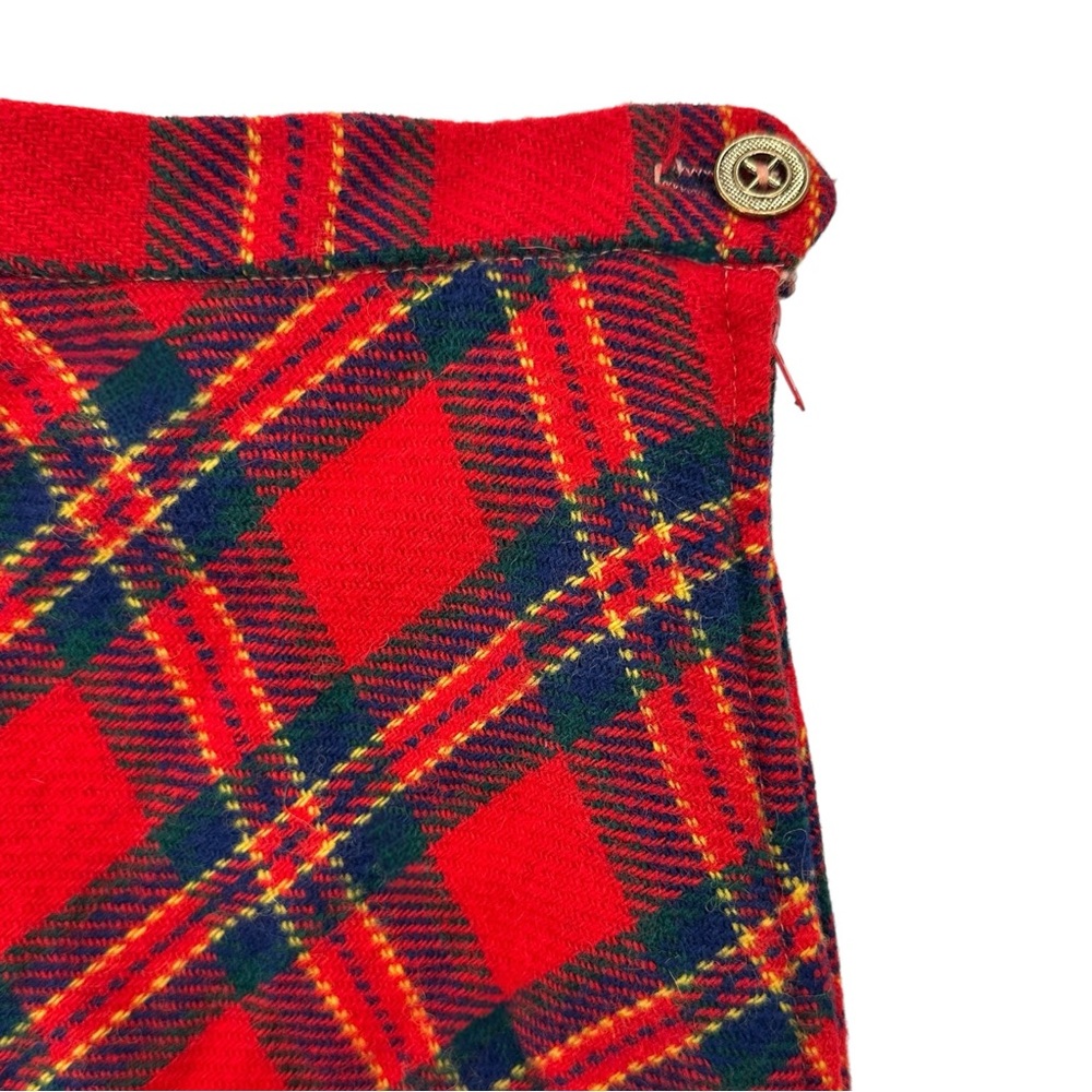 Vintage Prestige of Boston Red Tartan Plaid High Waisted Wool Maxi Skirt sz 14 - Picture 4 of 7